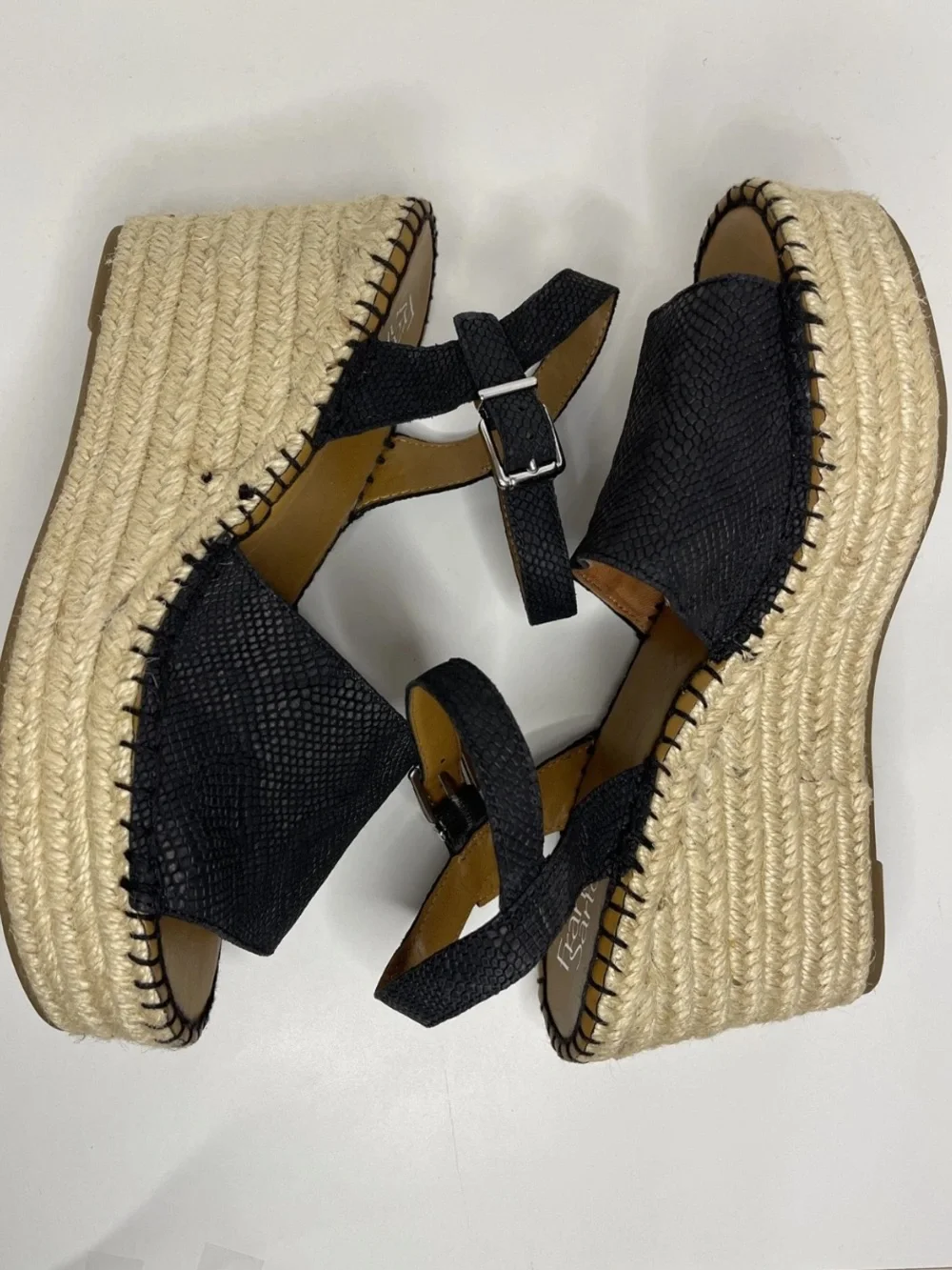Franco Sarto Takara Espadrille Wedge Sandal Black 6.5 Womens